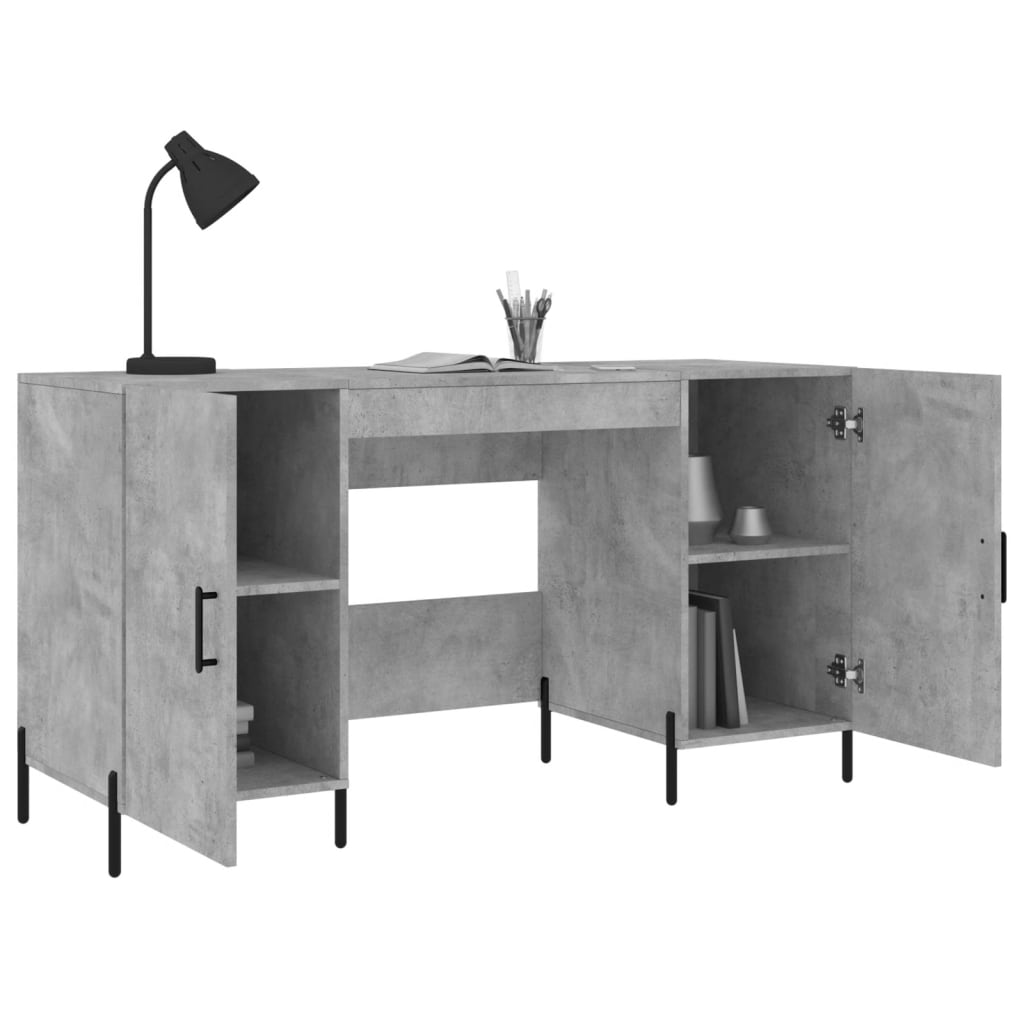 Desk Concrete Grey 140x50x75 cm Engineered Wood